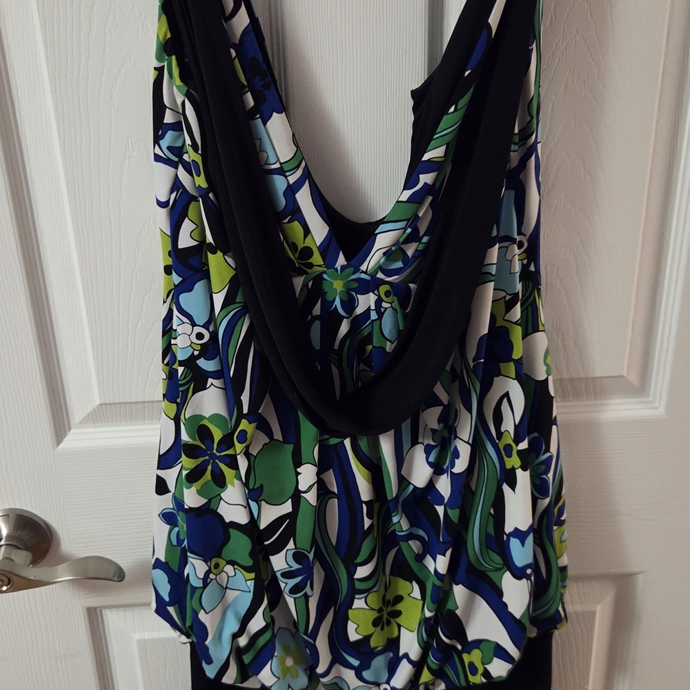 AGB Women's Floral Blouse - Black, Blue, Green